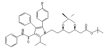 (4R-cis)-1,1-dimethylethyl-6-[2-[2-(4-fluorophenyl)-5-(1-isopropyl)-3-phenyl-4-[(phenylamino)carbonyl]-1H-pyrrol-1-yl]ethyl]-2,2-dimethyl-1,3-dioxane-4-acetate